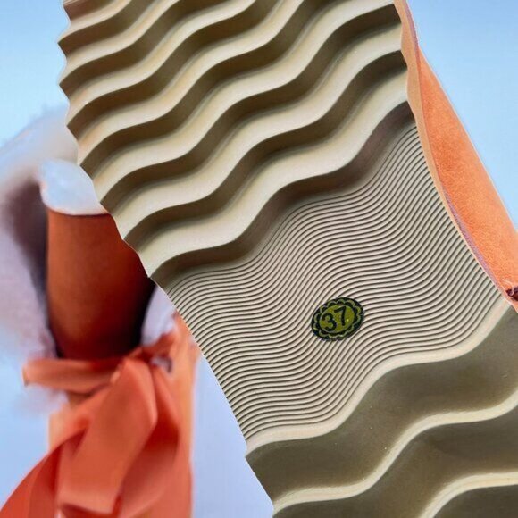 Brown Women Cute Winter Round Toe Comfy Low Heels Warm Fur Bows Ankle Snow Boots - Picture 5 of 6